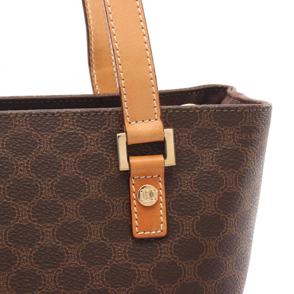 Celine Canvas Handbag Macadam Brown Leather - Picture 6 of 9